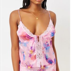 FRANKIES BIKINIS JULIET LACE SILK TANK